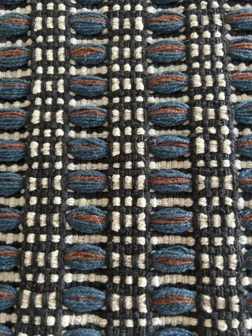 Crate&Barrel Navy, Cream & Brown Textured Runner